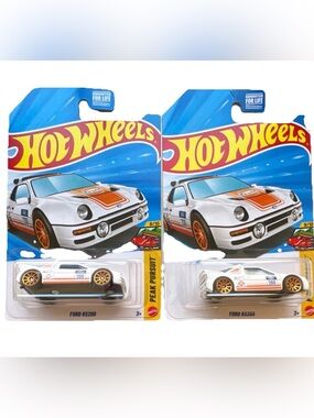 Mattel Hot Wheels White and Orange Ford RS200 Twin Pack